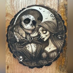 Jack and Sally Wood Decoration